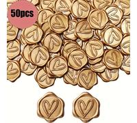 TEMU 50 unidades de calcomanías de sello de cera con forma de , un paquete de 50 sellos dorados autoadhesivos para sobres, ideales para , fiestas, y Navidad