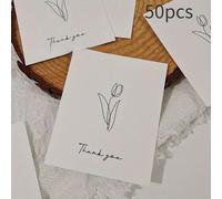 TEMU 50 unidades de tarjetas de decoración de embalaje de papel especial minimalista y negro, diseño de tarjeta de mensaje de carta de agradecimiento para tienda de flores, , de los