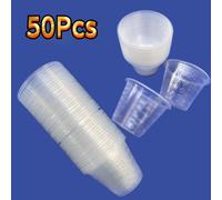 TEMU 50 vasos de de plástico transparentes desechables | Vasos de medición de precisión de 1 oz/30 ml para cocina, horneado, de pintura, resina UV, proyectos, apilables, diseño