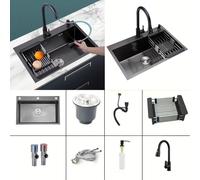 TEMU 50 X Fregadero de Cocina de Acero Inoxidable , Fregadero de Montaje Superior, Estación de Trabajo con Cubeta Profunda y Extracción