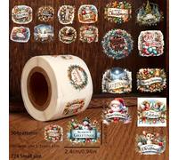 TEMU 504 Pegatinas Navideñas en Rollo, con Árbol de Navidad y , Etiquetas " Navidad" de Diferentes Tamaños, Ideales para , Scrapbooking, Sobres y Botellas, Decoración Navideña, Manualidades DIY