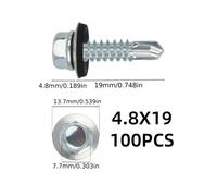 TEMU 50pcs/100pcs/200pcs Tornillos Autorroscantes de Resistencia Impermeables y Resistentes al Óxido - 4.8mm x 19mm/5.5mm x 25mm/6.3mm x 25mm, Cabeza Hexagonal Galvanizada con Enclavamiento Cruzado