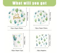 TEMU 50pcs/80pcs Juego de Vajilla de Cactus: Platos, Vasos y Servilletas para Fiestas, Decoración de de Cactus Floral, Suministros para Fiestas de Cactus Acuarela, Decoraciones y Favores para