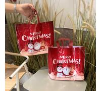 TEMU 50pcs Bolsas de Regalo Festivas de Navidad con Diseño de Navidad, Plástico PE Duradero, con Santa y Reno - Ideales para Regalos de Vacaciones y Compras