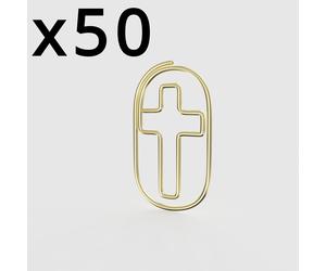 TEMU 50pcs Clips de Papel Elegantes de Cruz Dorada - Acero Inoxidable Electrochapado Duradero, Diseño Moderno y Elegante para la Organización de y el Hogar, Suministros de Oficina Bonitos