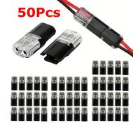 TEMU 50pcs Conector de Enchufe con Bucklee Bloqueable, Conectores Push-in para Cables - Conectores LED de 2 Pines y 2 Vías, Conector de Cable - Conexión Rápida