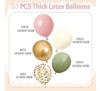 TEMU 53 Piezas de Globos Retro en Verde , Rosa y Oro Metálico con - Globos de Látex en , Oro, Rosa y Beige con para Decoraciones de de en , Navidad, , Bosque, , Boda, Día y Decoraciones de Halloween