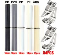 TEMU 54 piezas/set de Kits de Soldadura de Plástico, Varillas de Soldadura ABS PP PVC PE, Puntas de Soldador, Herramientas para Reparación de Parachoques de Coche