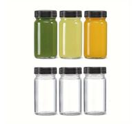TEMU 6/4 Unidades, Botellas de Vidrio de 2 Oz con Tapas Negras - Mini Botellas de Viaje Esenciales, Jarra Pequeña Adecuada para Jengibre, Shot de , , , Whisky