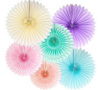 TEMU 6 Abanicos de Papel Pastel, Decoraciones para Fiestas, Colgante de Pared de Helado Colorido, Macaron de Pascua, , Azul, , , , , Decoración para , Boda, , Suministros de Aula