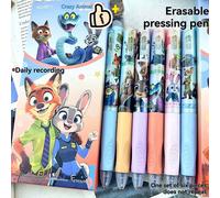TEMU 6 bolígrafos borrables de Zootopia de Judy y Nick, papelería de dibujos animados para mayores de 14 años