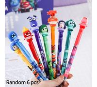 TEMU 6 bolígrafos de gel borrables de Disney Inside Out, diseño de animación, fáciles de borrar, azul cristal, tipo a presión, papelería para el aprendizaje