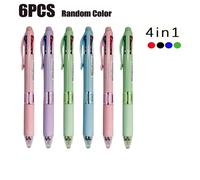 TEMU 6 bolígrafos de repuesto de 0.7 mm, multicolor, con punta de multifuncional, agarre de goma , bolígrafo retráctil multicolor, , 4 en 1, con rodillo de , para escribir