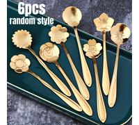 TEMU 6 cucharaditas de acero inoxidable aptas para cucharas de postre - Cucharas de café pequeñas, cucharas de postre para té, sopa, para fiestas, cafeterías, restaurantes