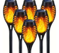 TEMU 6 luces inteligentes para exteriores, luces solares con tecnología IP44, faros portátiles decorativos con de llamas parpadeantes, iluminación para jardines, patios y terrazas