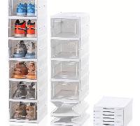 TEMU 6 Niveles Sin Instalación Cajas de Zapatos Transparentes Plegables, Armario de Zapatos anti-Polvo Puerta, Cajas de Zapatos de , Armario de Zapatos para Zapatos
