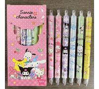 TEMU 6 piezas/, Bolígrafo de Gel Sanrio Anime Lindo Hello Kitty Kuromi Melody Cinnamoroll Presión Secado Rápido , Suministros Escolares y de Oficina de Dibujos Animados, Regalos de Papelería para