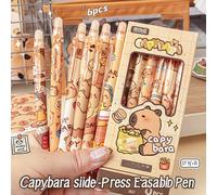 TEMU 6 Piezas Bolígrafo Térmico Borrable Capibara - Bolígrafo Retráctil de Gel con Estilo Cartoon Mo-Eraser para | Escritura para Oficina y Contabilidad | Regalo Ideal para a Clases