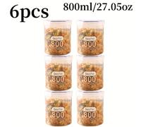 TEMU 6 Piezas de Contenedores Herméticos para Granos con Tapas, Frascos Reutilizables y Antihumedad - Ideales para Organizar Snacks y en , Perfectos para el Hogar