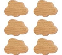 TEMU 6 piezas de de madera con forma de y orificios, hechos de madera de , diseñados para tiradores de cajones de armarios, completos con tornillos y tubos de extensión