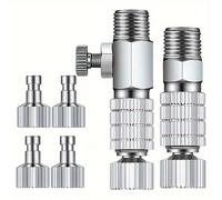 TEMU 6 piezas de desconexión rápida para aerógrafo: 4 accesorios , juego de acoplamiento y hembra BSP de 1/8" con válvula de control de ajuste de flujo de aire
