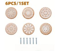TEMU 6 Piezas de Tiradores para Gabinetes - Manijas Universales para Cajones, Muebles y Escritorios, Herrajes Decorativos Artesanales en Madera