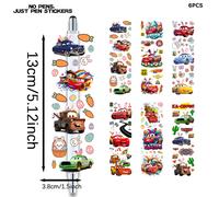 TEMU 6 piezas/juego, Coches Tema Pascua UV DTF Set de Stickers de Bolígrafo - Decoración de Papelería de Marcador, Regalo para Profesor de Oficina, Regalo Ideal para