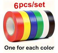 TEMU 6 Piezas/Set de Cinta Colorida, Cinta PVC Aislante Impermeable para Electricistas, Cinta para Cableado Eléctrico, Cinta