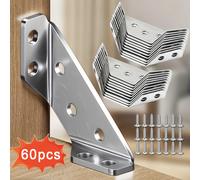 TEMU 60 Piezas de Soporte Metálico en Tornillos Incluidos, 10 Escuadras Autoperforantes, Esquina Triangular Universal para Muebles de Madera, Estanterías, Cajones, Armarios, Mesas y Sillas