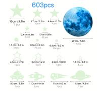 TEMU 603 Piezas de Pegatinas de Estrellas que en , Decoración de Techo con Estrellas, Luna y Planetas, Pegatinas del Solar para Paredes, Adhesivos para Habitación Infantil, Dormitorio o Sala (Azul)