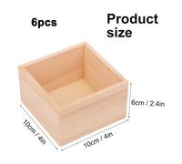TEMU 6pcs de Madera, Cajas de Almacenamiento Organizadoras de Madera Cuadradas Pequeñas de 4 x 4 Pulgadas, de Madera Rústica, Cajas de Madera Pequeñas, Ideales para Manualidades y Decoración