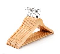 TEMU 6pcs Perchas de Madera Natural Premium con Ganchos Giratorios 360° - Duraderas y de , Acabado para Trajes, Chaquetas, Pantalones - Organizador Ideal para Armario, Perchas para Ropa