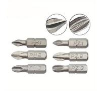 TEMU 6pcs/set 25mm Conjunto de bits de cruz Hex Shanked Anti Slip Bits de destornillador magnético sin resbalones de cabeza PH1/PH2/PH3/PZ1/PZ2/PZ3