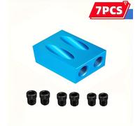 TEMU 7/14 piezas Localizador de Agujeros Oblicuos Broca Kit de Plantilla de Agujeros de Bolsillo para Carpintería Juego de Guía de Broca Agujeros Punzón