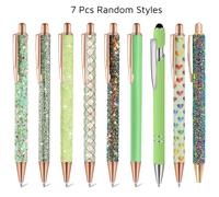 TEMU 7 Bolígrafos de Metal Retráctiles, Puntas Medianas Negras para Escritura Cómoda - Regalo Ideal para , Oficina, Boda, Navidad y Graduación - Suministros Escolares