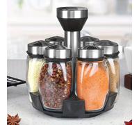 TEMU 7 pzas. /Juego de tarros para especias con soporte giratorio, tarros de cristal para condimentos, , , con base organizadora para almacenamiento de cocina