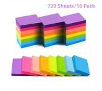 TEMU 720 Hojas / 16 Libros de Notas Adhesivas Fluorescentes, 3.8X5.1 Cm, 8 Colores de Notas Adhesivas Autoadhesivas, Papel de Memo de Color, Adecuado para Oficina, Hogar, , , 45 Hojas / Libro