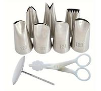 TEMU 7pcs/9pcs/11pcs boquillas para decoración de pasteles de mantequilla, puntas de acero inoxidable para glaseado, herramienta de decoración de tortas