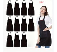 TEMU 8/12pcs Delantal de Color Sólido /, Delantal de Cocina Unisex, Juego de Catering