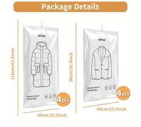 TEMU 8 Bolsas Selladoras de Vacío Colgantes, de para Ropa, Trajes y Chaquetas, Bolsas Organizadoras de Armario, Viajes, Juego de 8 piezas (4 Bolsas Largas, 4 Bolsas Cortas), Transparente
