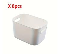 TEMU 8 cajas de almacenamiento blancas, cestas organizadoras multifuncionales para el hogar, y - Papelería duradera, cosméticos, calcetines, contenedores de ropa interior - Organizador de cajones que