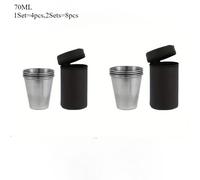 TEMU 8 piezas/2 juegos de Vasos de Acero Inoxidable con Bolsa de Almacenamiento 30ml/70ml/170ml Mini Copas para Beber Vino Portátiles para Bar