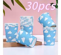TEMU 8pcs/30pcs Vasos de Papel Desechables, Vasos de Papel con Tema Azul , Vasos Fríos, Adecuados para Fiestas de , Reuniones Familiares, Picnics y Decoraciones de Fiestas