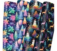 TEMU 8pcs 4 Estilos 20 x 28 Pulgadas Papel de Regalo Navideño - Envoltura de Regalo Navideña con Diseño de , Árbol, y Reno para Fiestas de Navidad y Invierno