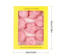 TEMU 8pcs Molde de Galletas de Flores Grado Alimenticio 3D Molde de Presionable de Dibujos Animados DIY Sello de Accesorios de Repostería para Cocina Utensilios de Repostería
