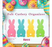 TEMU 8pcs Portacubiertos de Fieltro con Diseño de Conejito de Pascua - Lindo Diseño de para Almacenamiento de Cuchillos y Tenedores, para Decoración de Mesa de