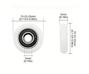 TEMU 8pcs / Rodillos para puertas correderas de ducha, ruedas de plástico y nylon, diámetro de rodamiento de 5 mm, guías superiores e inferiores para puertas de baño, accesorios de baño