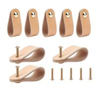 TEMU 8pcs Tiradores Dorados de Cuero Sintético para Cajones con Tornillos - Manijas Pulidas para Armarios, Guardarropas y Cómodas, Diseño Ergonómico para Agarre Fácil y Protección contra Colisiones