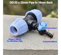 TEMU Accesorio para tubo de PVC PE de 20/25/32 mm de diámetro exterior con reductor en T y válvula de conector de espiga de 16/20 mm, para riego de jardín, césped y granja