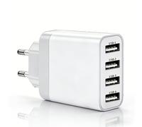 TEMU Adaptador de Corriente 4 en 1 con 4 Puertos USB-A, Carga Centralizada, Enchufe Europeo, Corriente de 5V 2A, Adecuado para Serie iPhone, Tabletas y Auriculares